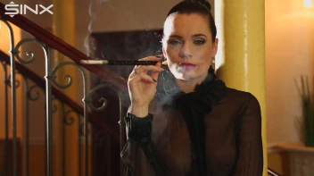 Seductive Babe With Red Lips Enjoys Smoking Screencap 14 on sinx.preview.netperv.com