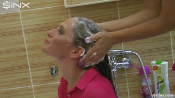 Brunette Babe's Wet and Sudsy Hair Wash Screencap 28 on sinx.preview.netperv.com