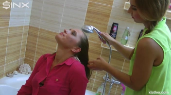 Brunette Babe's Wet and Sudsy Hair Wash Screencap 8 on sinx.preview.netperv.com