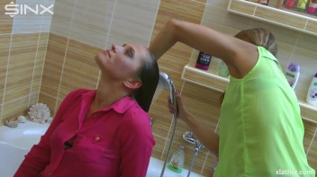 Brunette Babe's Wet and Sudsy Hair Wash Screencap 9 on sinx.preview.netperv.com
