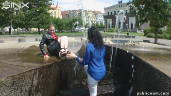 Fountain Fun, Two Cuties Getting Wet And Messy Screencap 2 on sinx.preview.netperv.com
