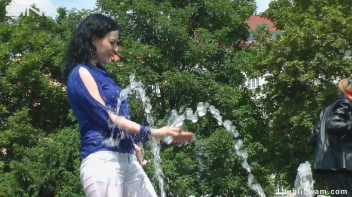 Fountain Fun, Two Cuties Getting Wet And Messy Screencap 8 on sinx.preview.netperv.com