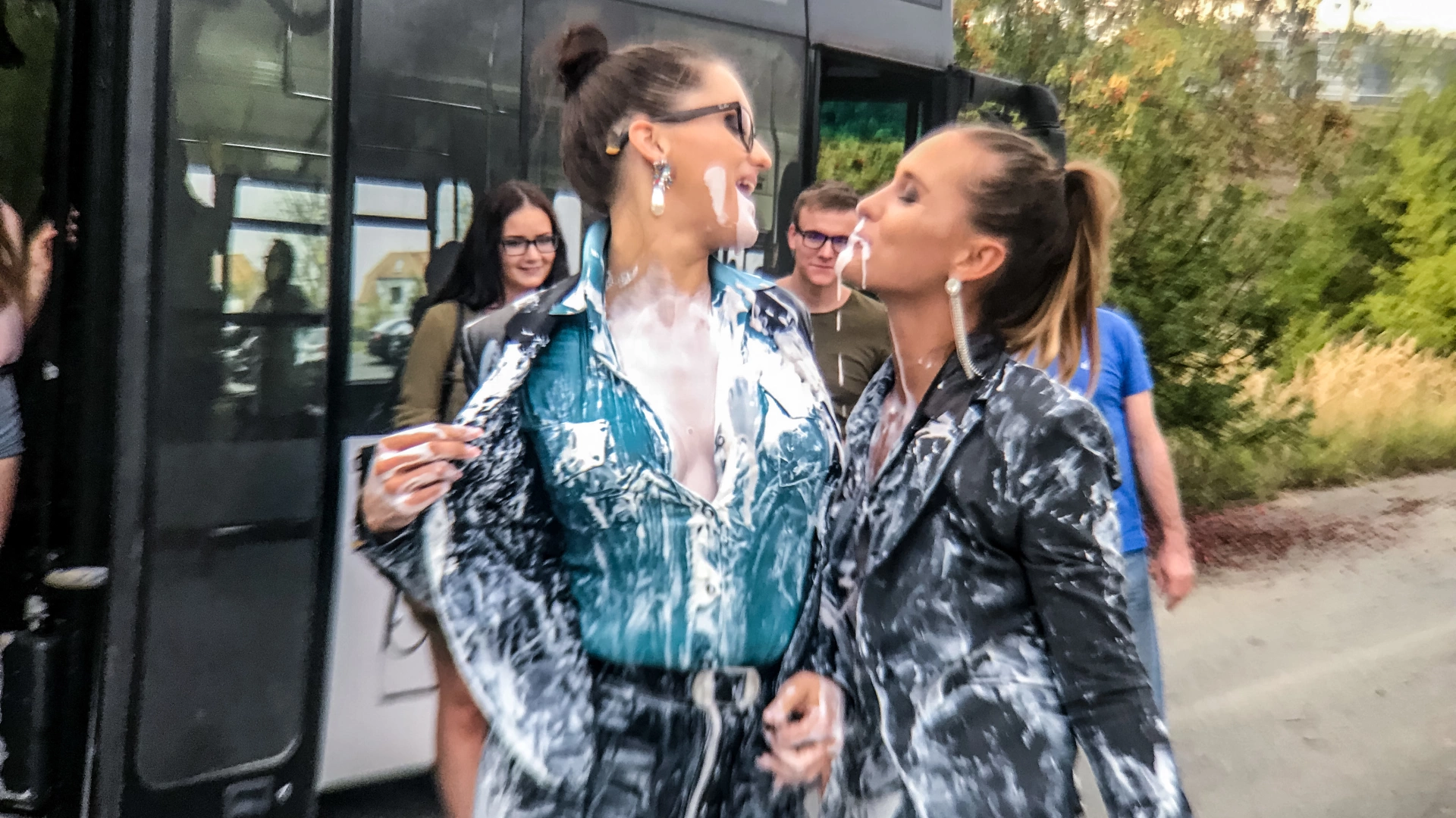 Bitchy Europeans Get Drenched In Milk Outside on sinx.preview.netperv.com