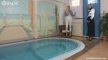 Clothed Lesbian Friends Jump Into Pool Together Screencap 1 on sinx.preview.netperv.com