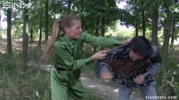 Feisty Twins Catfight In The Woods Screencap 11 on sinx.preview.netperv.com