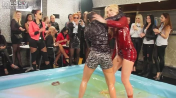 Messy Wrestling:  Roughin' It Up In The Oil Till They're Shredded Down To The Panties! Regular Footage!!! Screencap 41 on sinx.preview.netperv.com