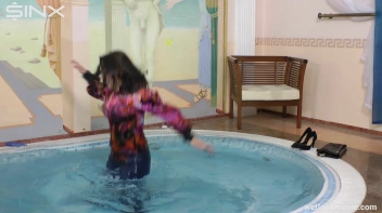 Brunette In Jeans Enters Swimming Pool Clothed Screencap 20 on sinx.preview.netperv.com