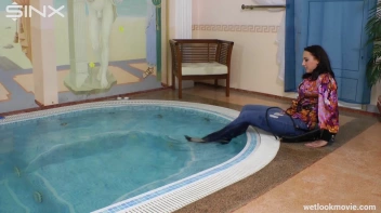 Brunette In Jeans Enters Swimming Pool Clothed Screencap 5 on sinx.preview.netperv.com