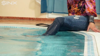 Brunette In Jeans Enters Swimming Pool Clothed Screencap 8 on sinx.preview.netperv.com