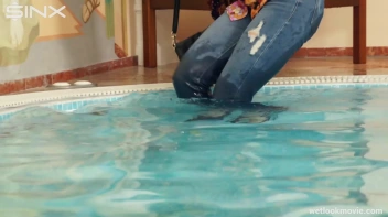 Brunette In Jeans Enters Swimming Pool Clothed Screencap 12 on sinx.preview.netperv.com