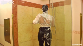 Clothed Beauty Showering In Satin Blouse Screencap 31 on sinx.preview.netperv.com