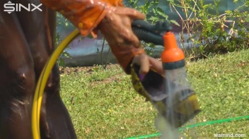 Blonde girl hoses herself off Screencap 4 on sinx.preview.netperv.com