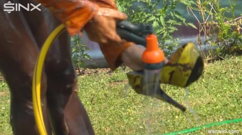 Blonde girl hoses herself off Screencap 5 on sinx.preview.netperv.com