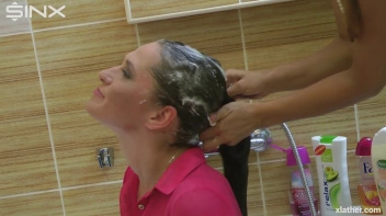 Brunette Babe's Wet and Sudsy Hair Wash Screencap 27 on sinx.preview.netperv.com