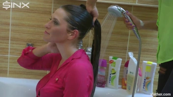 Brunette Babe's Wet and Sudsy Hair Wash Screencap 60 on sinx.preview.netperv.com