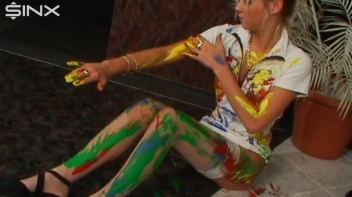Wet And Messy Paint Play With Sexy Blonde Screencap 30 on sinx.preview.netperv.com
