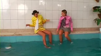 Satin Clad Cuties Hop In The Pool Screencap 7 on sinx.preview.netperv.com