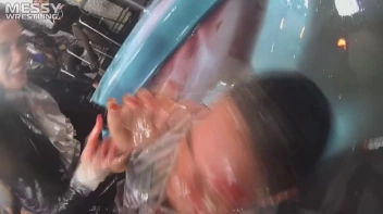 Messy Wrestling: Two Rowdy Audience Rumbles In The Oil End In Shiny See-Through Clothes! Screencap 22 on sinx.preview.netperv.com