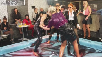 Messy Wrestling: Two Rowdy Audience Rumbles In The Oil End In Shiny See-Through Clothes! Screencap 49 on sinx.preview.netperv.com