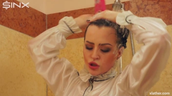 Clothed Beauty Showering In Satin Blouse Screencap 14 on sinx.preview.netperv.com