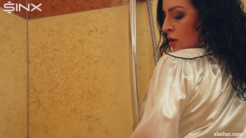 Clothed Beauty Showering In Satin Blouse Screencap 2 on sinx.preview.netperv.com