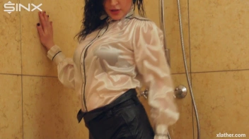 Clothed Beauty Showering In Satin Blouse Screencap 5 on sinx.preview.netperv.com