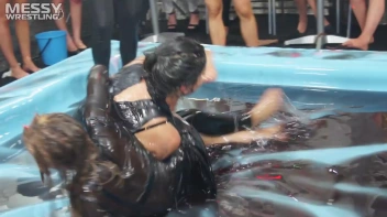 Making The Most Of The Mess As They Romp, Stomp, and Slop It Up In The Oil! 2 Audience Fights!! Screencap 55 on sinx.preview.netperv.com