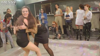 Messy Wrestling: Brunette VS. Black-Haired - Blouse Beauties Bust A Move In The Mud! Topless Toppies ... Screencap 10 on sinx.preview.netperv.com