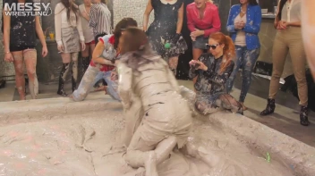 Messy Wrestling: Brunette VS. Black-Haired - Blouse Beauties Bust A Move In The Mud! Topless Toppies ... Screencap 18 on sinx.preview.netperv.com