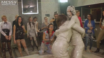 Messy Wrestling: Brunette VS. Black-Haired - Blouse Beauties Bust A Move In The Mud! Topless Toppies ... Screencap 23 on sinx.preview.netperv.com