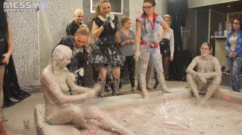 Messy Wrestling: Brunette VS. Black-Haired - Blouse Beauties Bust A Move In The Mud! Topless Toppies ... Screencap 72 on sinx.preview.netperv.com