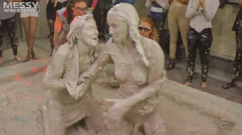 Messy Wrestling: Brunette VS. Black-Haired - Blouse Beauties Bust A Move In The Mud! Topless Toppies ... Screencap 79 on sinx.preview.netperv.com