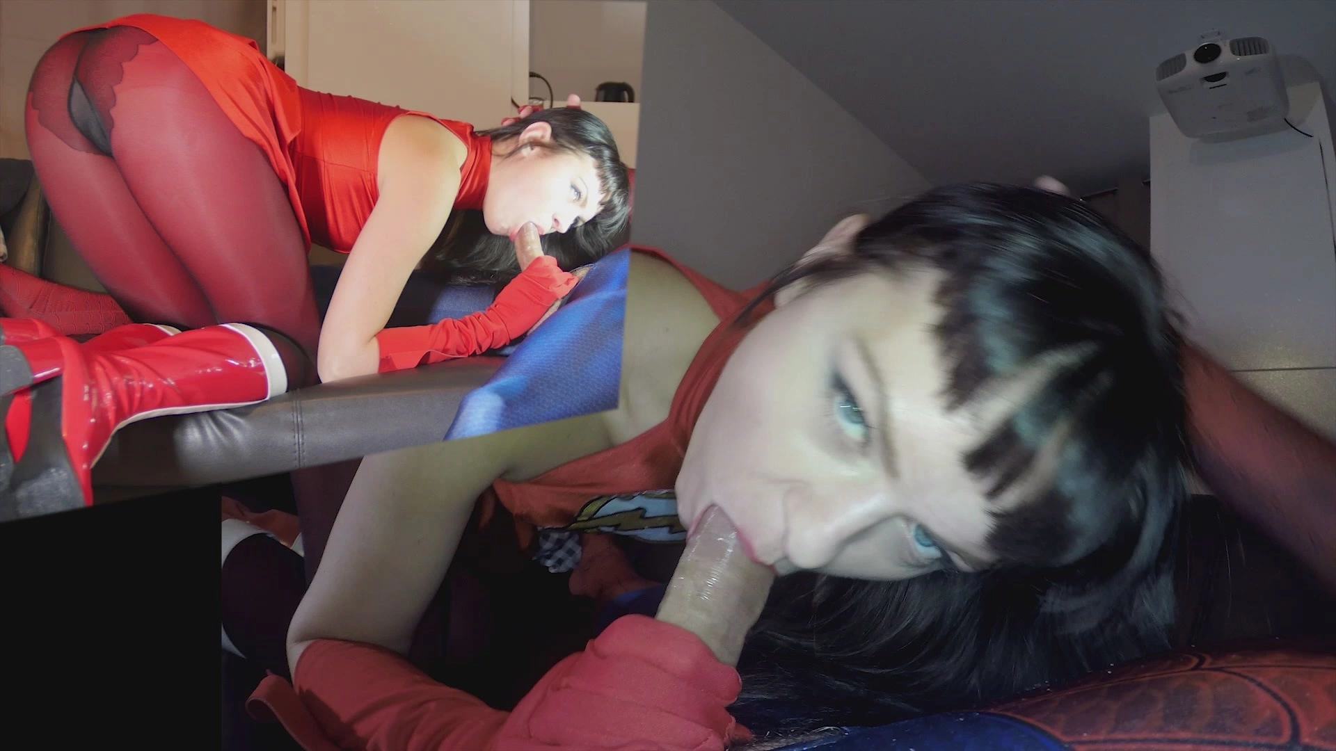131 Sonya Durganova Flashgirl VS Spider Red pantyhose on sinx.preview.netperv.com