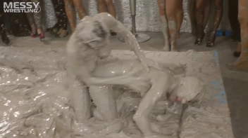 Muddy Wrestling: Satin, Skirts, and Audience Mud Blasted To The Max!  Everyone Gets A Taste! Screencap 100 on sinx.preview.netperv.com