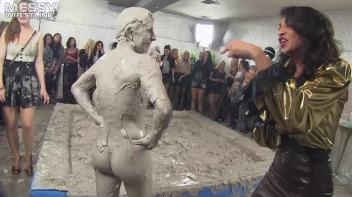 Muddy Wrestling: Satin, Skirts, and Audience Mud Blasted To The Max!  Everyone Gets A Taste! Screencap 114 on sinx.preview.netperv.com