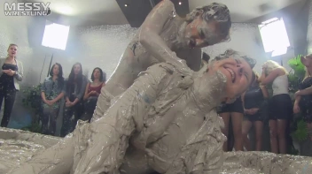 Muddy Wrestling: Satin, Skirts, and Audience Mud Blasted To The Max!  Everyone Gets A Taste! Screencap 26 on sinx.preview.netperv.com