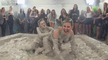 Muddy Wrestling: Satin, Skirts, and Audience Mud Blasted To The Max!  Everyone Gets A Taste! Screencap 27 on sinx.preview.netperv.com