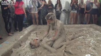 Muddy Wrestling: Satin, Skirts, and Audience Mud Blasted To The Max!  Everyone Gets A Taste! Screencap 30 on sinx.preview.netperv.com