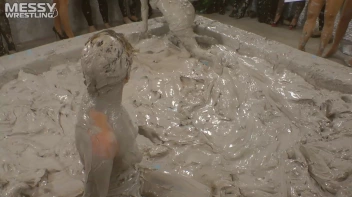 Muddy Wrestling: Satin, Skirts, and Audience Mud Blasted To The Max!  Everyone Gets A Taste! Screencap 38 on sinx.preview.netperv.com