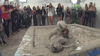 Muddy Wrestling: Satin, Skirts, and Audience Mud Blasted To The Max!  Everyone Gets A Taste! Screencap 67 on sinx.preview.netperv.com