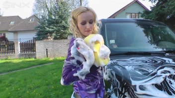 Wet & Messy Car Washing For Playful Blonde Screencap 18 on sinx.preview.netperv.com