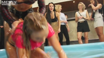 Messy Wrestling: Hip Chicks Get Their Oil Fix - No Stopping Till They Reach The Panties! Screencap 25 on sinx.preview.netperv.com