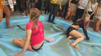 Messy Wrestling: Hip Chicks Get Their Oil Fix - No Stopping Till They Reach The Panties! Screencap 31 on sinx.preview.netperv.com