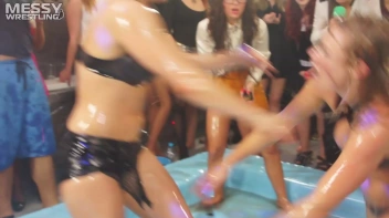 Messy Wrestling: Hip Chicks Get Their Oil Fix - No Stopping Till They Reach The Panties! Screencap 57 on sinx.preview.netperv.com
