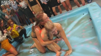 Messy Wrestling: Hip Chicks Get Their Oil Fix - No Stopping Till They Reach The Panties! Screencap 83 on sinx.preview.netperv.com