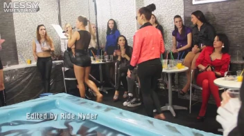 Messy Wrestling: A Double Blast Of Oil From Head To Pantyhose! Screencap 2 on sinx.preview.netperv.com