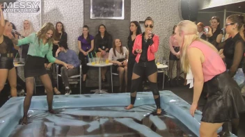 Messy Wrestling: A Double Blast Of Oil From Head To Pantyhose! Screencap 28 on sinx.preview.netperv.com