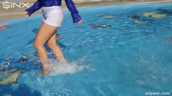 Playful Blonde Gets Drenched Under Water Fountain Screencap 36 on sinx.preview.netperv.com