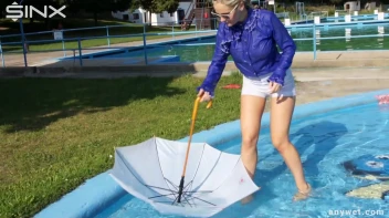 Playful Blonde Gets Drenched Under Water Fountain Screencap 37 on sinx.preview.netperv.com