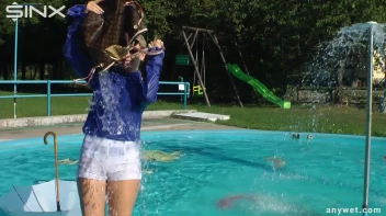 Playful Blonde Gets Drenched Under Water Fountain Screencap 39 on sinx.preview.netperv.com